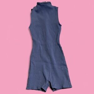 Fashion Nova Ribbed Blue Romper